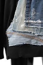 画像をギャラリービューアに読み込む, RESURRECTION HANDMADE remake sweat L/S with vintage denim pocket (BLACK#A)