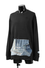 画像をギャラリービューアに読み込む, RESURRECTION HANDMADE remake sweat L/S with vintage denim pocket (BLACK#A)