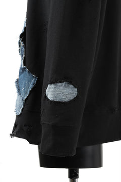 画像をギャラリービューアに読み込む, RESURRECTION HANDMADE remake sweat L/S with vintage denim pocket (BLACK#A)