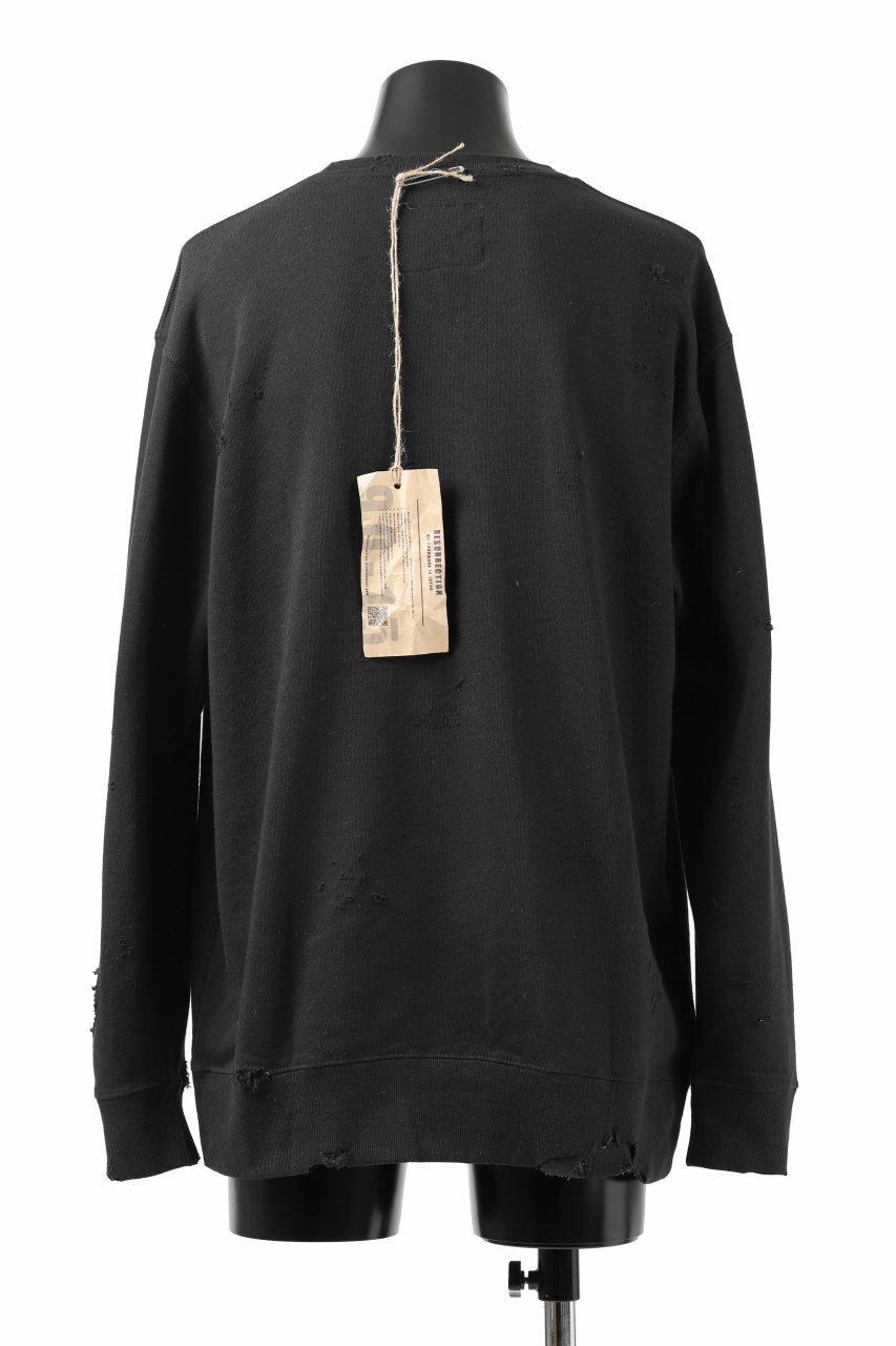 画像をギャラリービューアに読み込む, RESURRECTION HANDMADE remake sweat L/S with vintage denim pocket (BLACK#A)