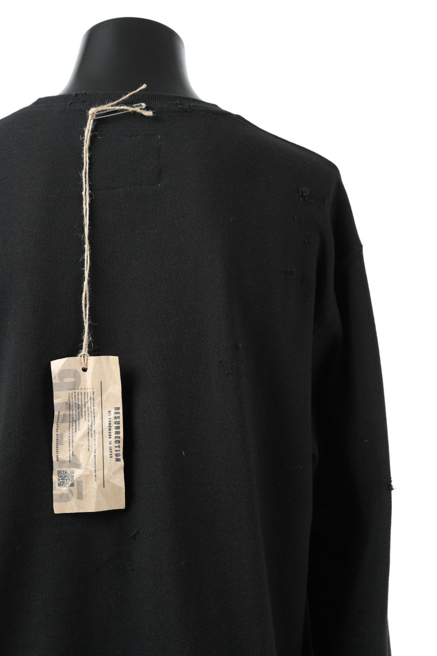 画像をギャラリービューアに読み込む, RESURRECTION HANDMADE remake sweat L/S with vintage denim pocket (BLACK#A)