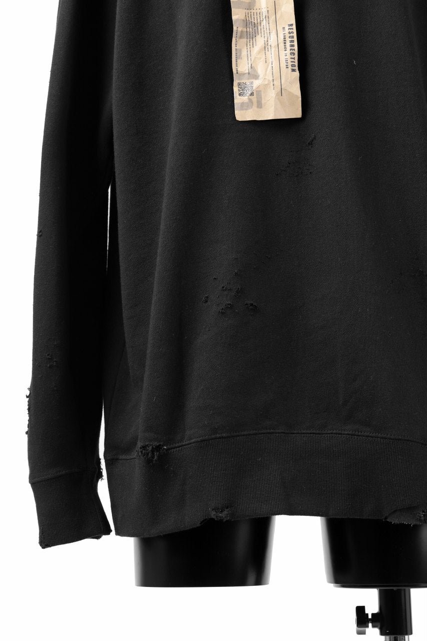 画像をギャラリービューアに読み込む, RESURRECTION HANDMADE remake sweat L/S with vintage denim pocket (BLACK#A)