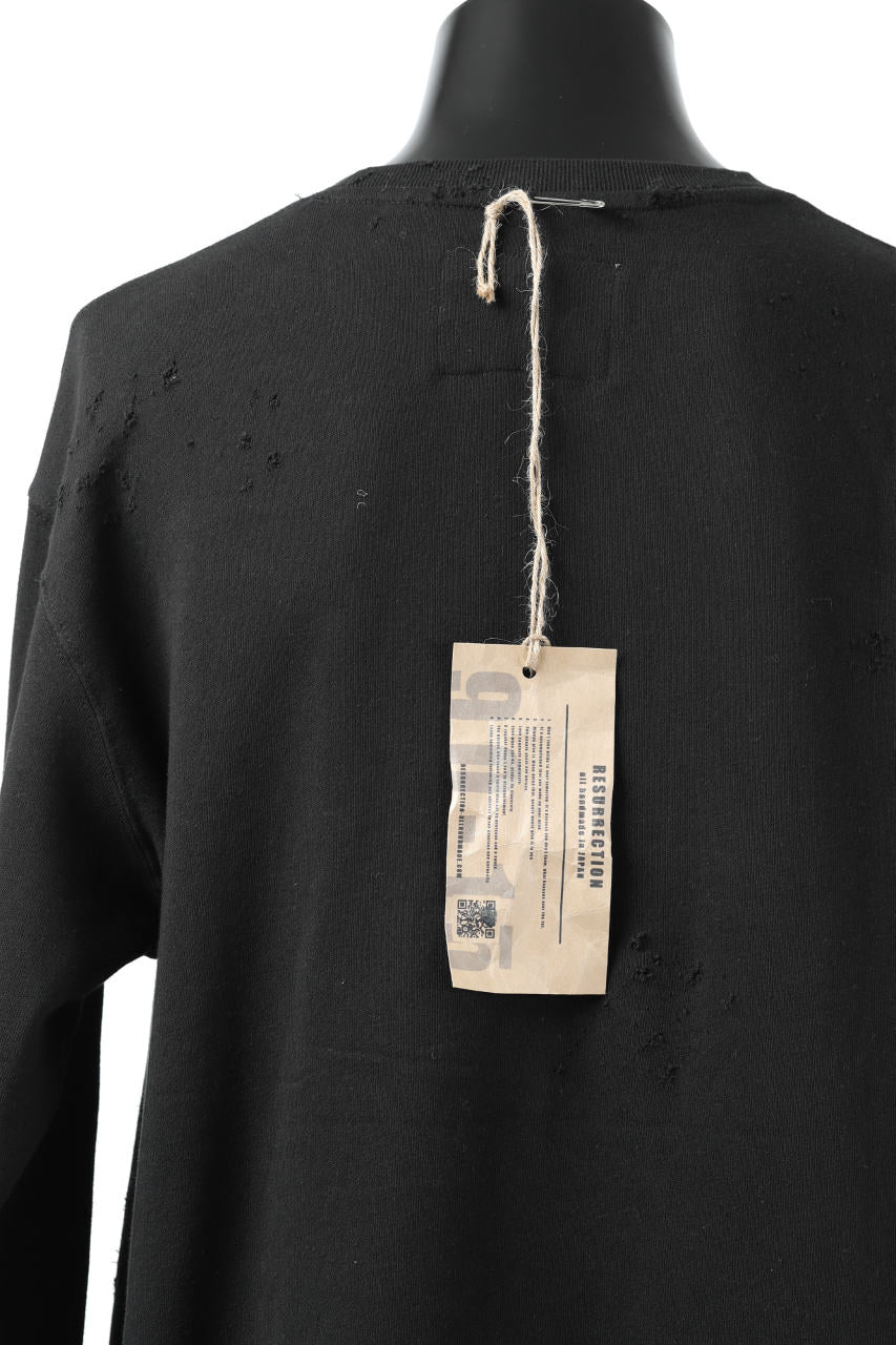 画像をギャラリービューアに読み込む, RESURRECTION HANDMADE remake sweat L/S with vintage denim pocket (BLACK#B)