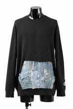 画像をギャラリービューアに読み込む, RESURRECTION HANDMADE remake sweat L/S with vintage denim pocket (BLACK#B)