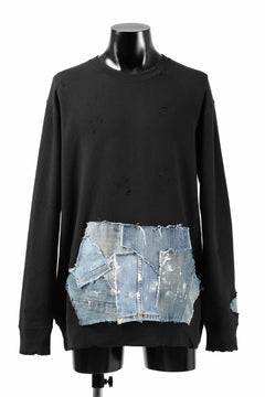 画像をギャラリービューアに読み込む, RESURRECTION HANDMADE remake sweat L/S with vintage denim pocket (BLACK#B)