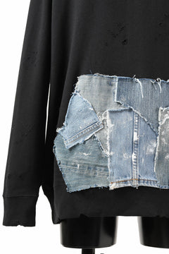 画像をギャラリービューアに読み込む, RESURRECTION HANDMADE remake sweat L/S with vintage denim pocket (BLACK#B)