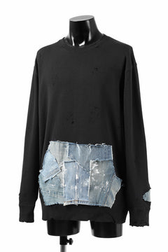 画像をギャラリービューアに読み込む, RESURRECTION HANDMADE remake sweat L/S with vintage denim pocket (BLACK#B)
