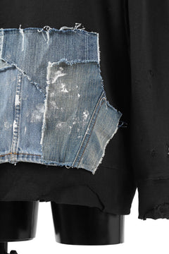 画像をギャラリービューアに読み込む, RESURRECTION HANDMADE remake sweat L/S with vintage denim pocket (BLACK#B)