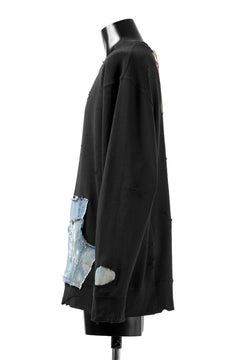 画像をギャラリービューアに読み込む, RESURRECTION HANDMADE remake sweat L/S with vintage denim pocket (BLACK#B)