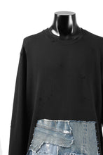 画像をギャラリービューアに読み込む, RESURRECTION HANDMADE remake sweat L/S with vintage denim pocket (BLACK#C)