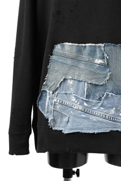 画像をギャラリービューアに読み込む, RESURRECTION HANDMADE remake sweat L/S with vintage denim pocket (BLACK#C)