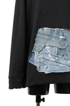 画像をギャラリービューアに読み込む, RESURRECTION HANDMADE remake sweat L/S with vintage denim pocket (BLACK#C)