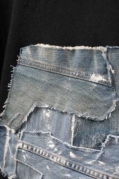 画像をギャラリービューアに読み込む, RESURRECTION HANDMADE remake sweat L/S with vintage denim pocket (BLACK#C)