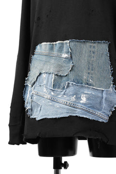 画像をギャラリービューアに読み込む, RESURRECTION HANDMADE remake sweat L/S with vintage denim pocket (BLACK#C)