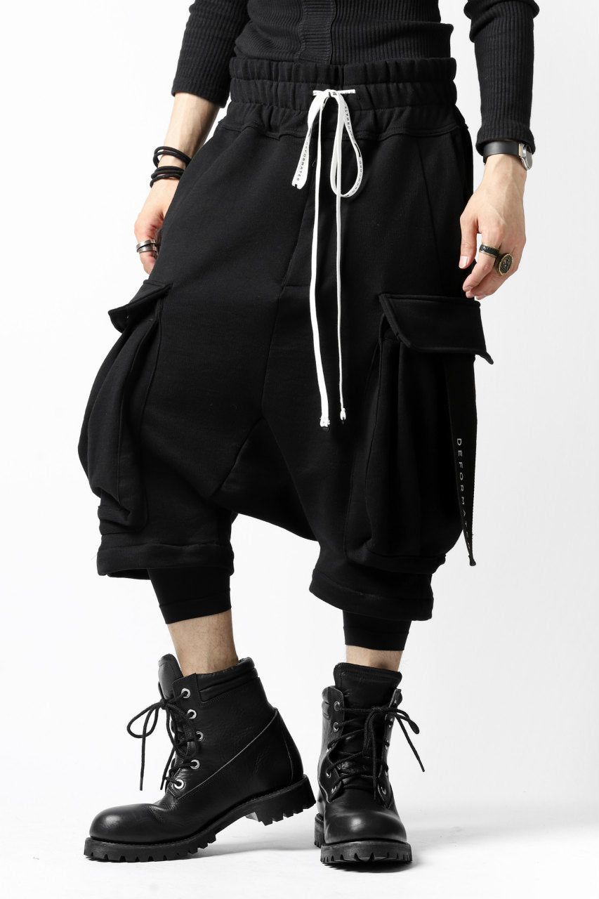 Load image into Gallery viewer, DEFORMATER.® 3D CONSTRUCTION CARGO SAROUEL SHORTS / HEAVY SWEAT (BLACK)