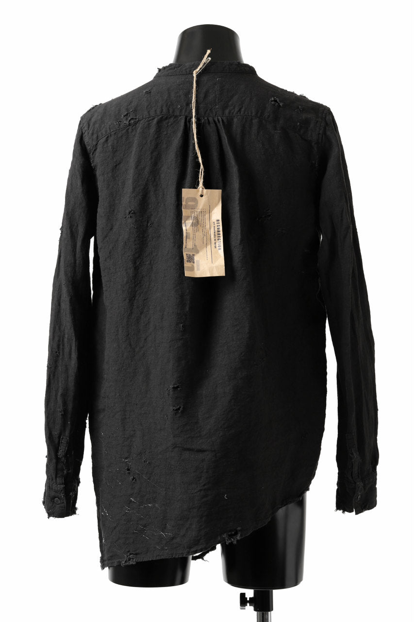 画像をギャラリービューアに読み込む, RESURRECTION x LOOM Re-production ASYMMETRY LINEN SHIRT (BLACK)