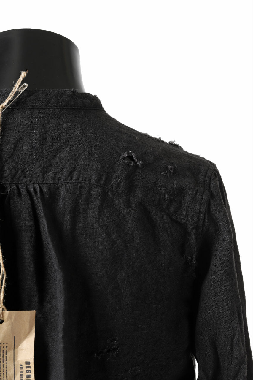 画像をギャラリービューアに読み込む, RESURRECTION x LOOM Re-production ASYMMETRY LINEN SHIRT (BLACK)