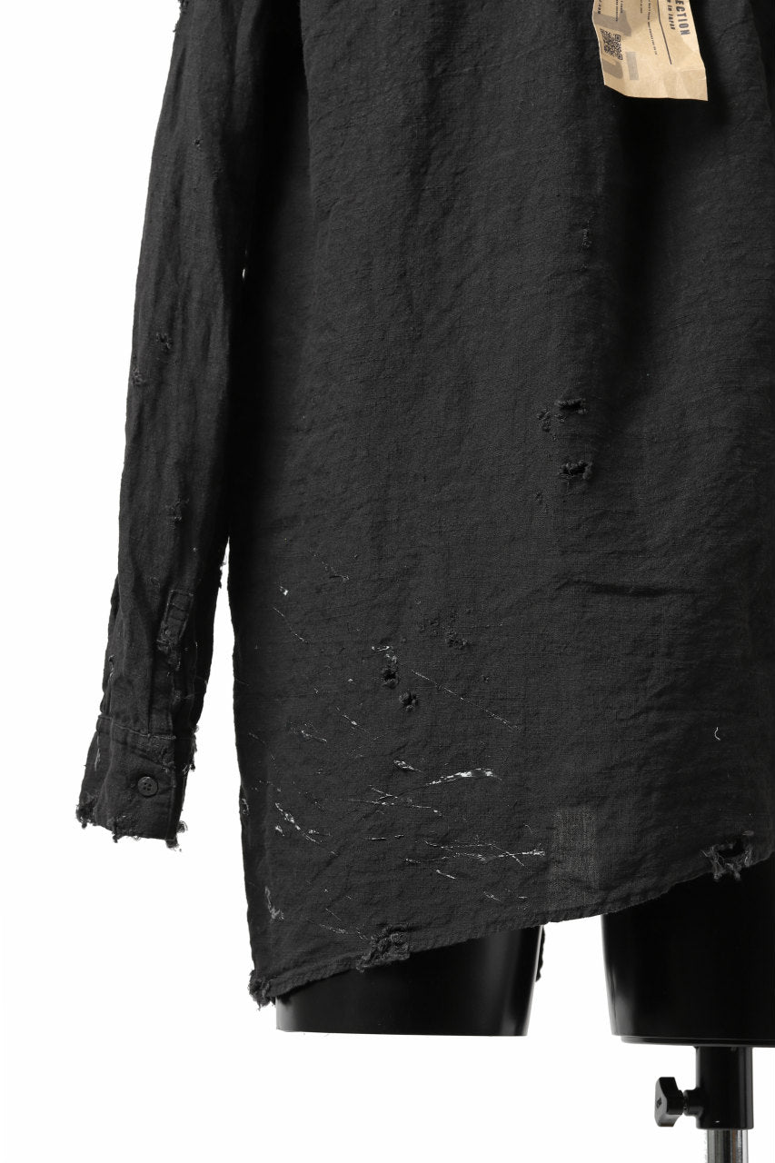 画像をギャラリービューアに読み込む, RESURRECTION x LOOM Re-production ASYMMETRY LINEN SHIRT (BLACK)
