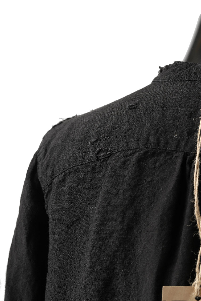 画像をギャラリービューアに読み込む, RESURRECTION x LOOM Re-production ASYMMETRY LINEN SHIRT (BLACK)