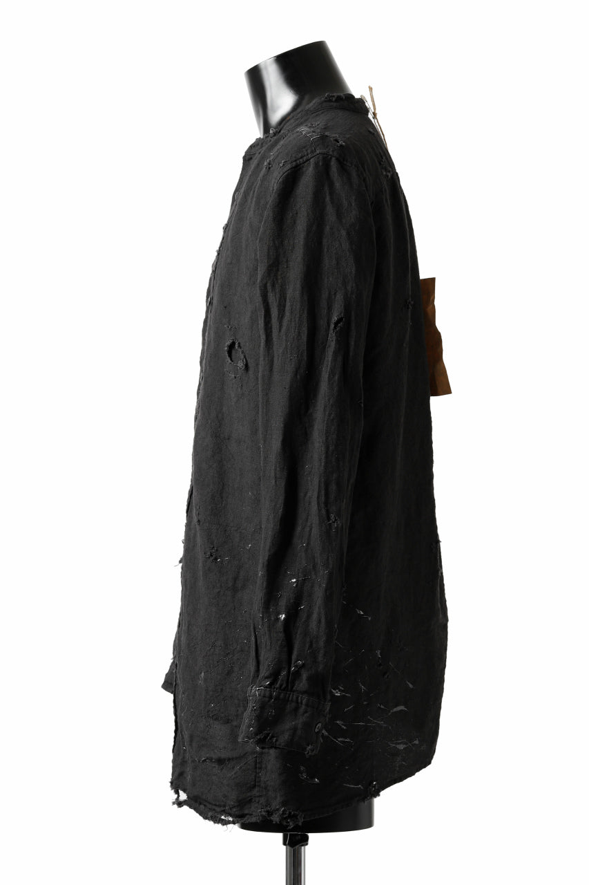 画像をギャラリービューアに読み込む, RESURRECTION x LOOM Re-production ASYMMETRY LINEN SHIRT (BLACK)