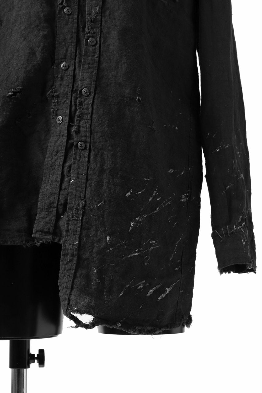 画像をギャラリービューアに読み込む, RESURRECTION x LOOM Re-production ASYMMETRY LINEN SHIRT (BLACK)
