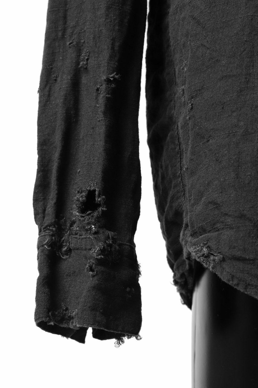 画像をギャラリービューアに読み込む, RESURRECTION x LOOM Re-production ASYMMETRY LINEN SHIRT (BLACK)