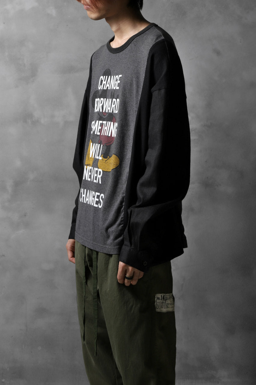 画像をギャラリービューアに読み込む, CHANGES VINTAGE REMAKE LONG SLEEVE SHIRT TOPS (GREY x BLACK #MICKEY)