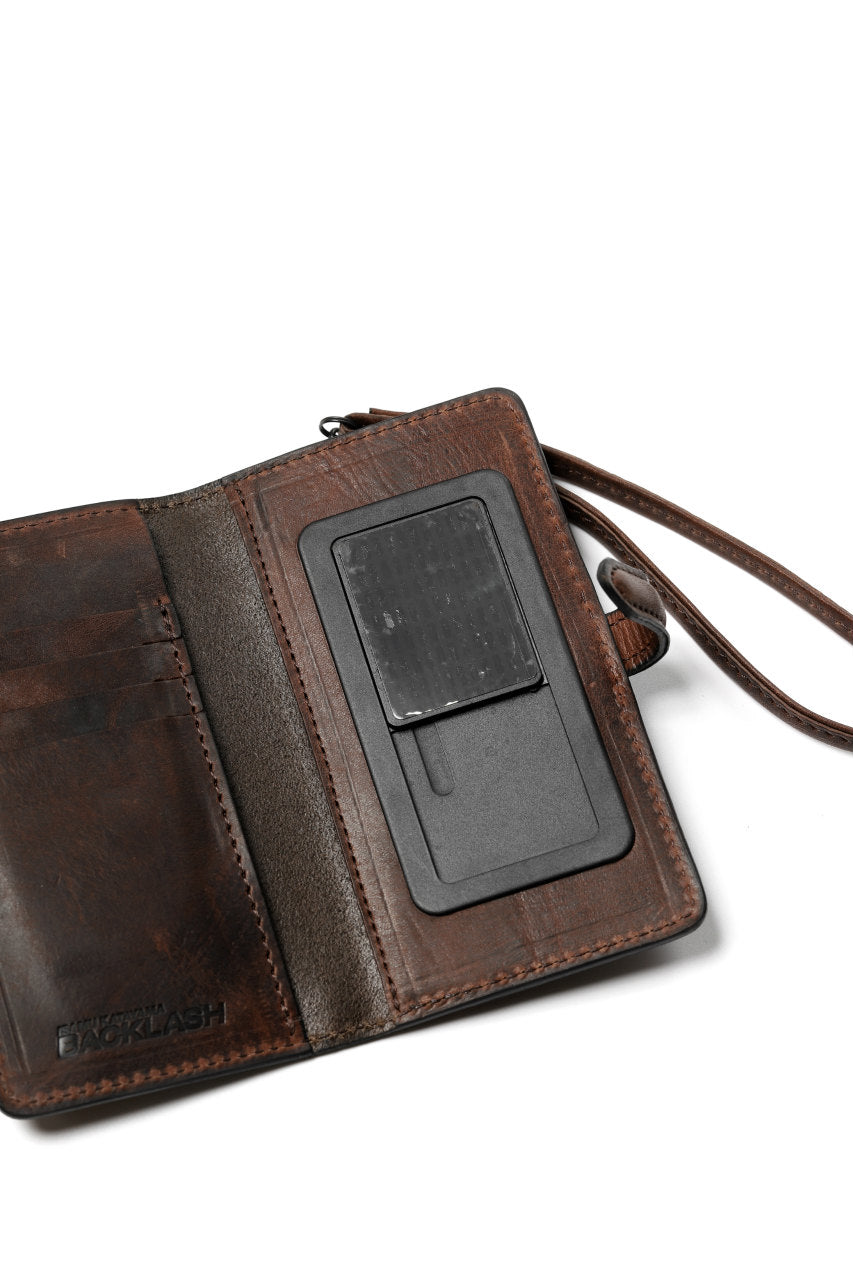 Load image into Gallery viewer, ISAMU KATAYAMA BACKLASH SMART PHONE CASE/PURSE / ITALY DOUBLE SHOULDER (DARK BROWN)