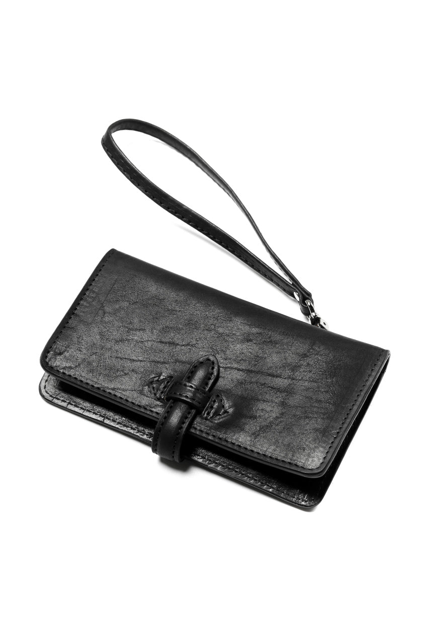 Load image into Gallery viewer, ISAMU KATAYAMA BACKLASH SMART PHONE CASE / PURSE LARGE / ITALY DOUBLE SHOULDER (BLACK)