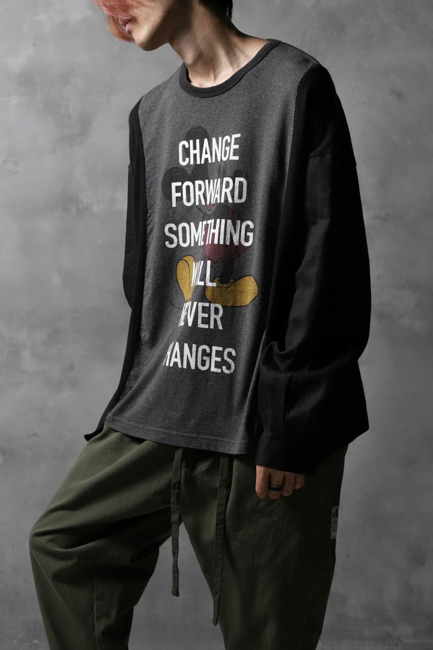画像をギャラリービューアに読み込む, CHANGES VINTAGE REMAKE LONG SLEEVE SHIRT TOPS (GREY x BLACK #MICKEY)
