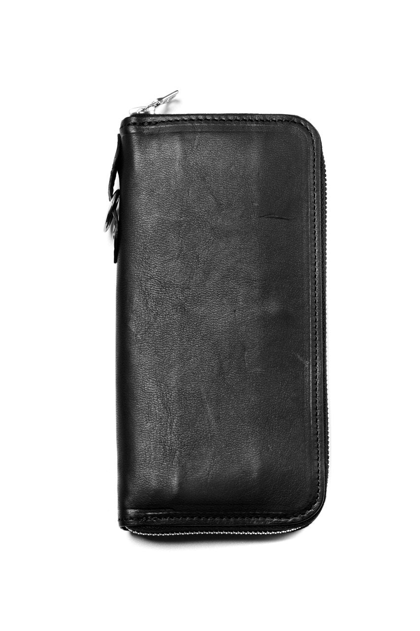 Load image into Gallery viewer, ISAMU KATAYAMA BACKLASH ROUND FASTNER WALLET / ITALY HORSE LEATHER (VACHETTA FINISHED / BLACK)