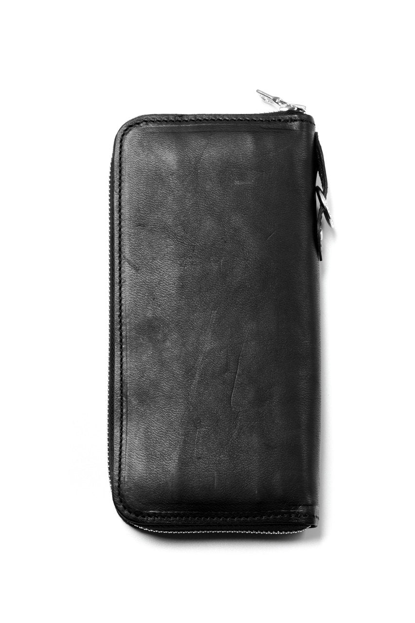 Load image into Gallery viewer, ISAMU KATAYAMA BACKLASH ROUND FASTNER WALLET / ITALY HORSE LEATHER (VACHETTA FINISHED / BLACK)