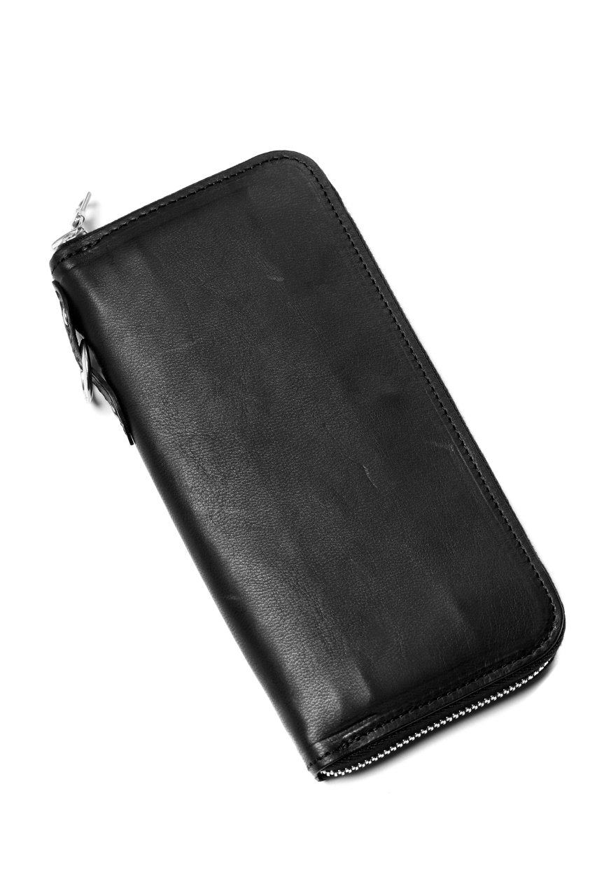 Load image into Gallery viewer, ISAMU KATAYAMA BACKLASH ROUND FASTNER WALLET / ITALY HORSE LEATHER (VACHETTA FINISHED / BLACK)