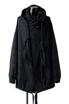 画像をギャラリービューアに読み込む, SOSNOVSKA exclusive COMBINED HOODIE JACKET (BLACK x CHECK)