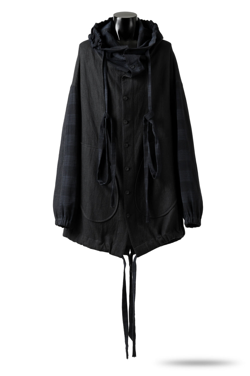 画像をギャラリービューアに読み込む, SOSNOVSKA exclusive COMBINED HOODIE JACKET (BLACK x CHECK)