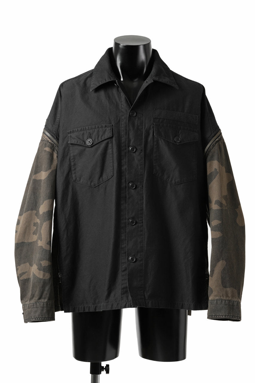 画像をギャラリービューアに読み込む, FACETASM ZIPPER ARMY SHIRT JACKET (BLACK x CAMO)