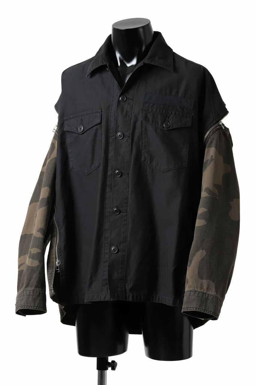 画像をギャラリービューアに読み込む, FACETASM ZIPPER ARMY SHIRT JACKET (BLACK x CAMO)