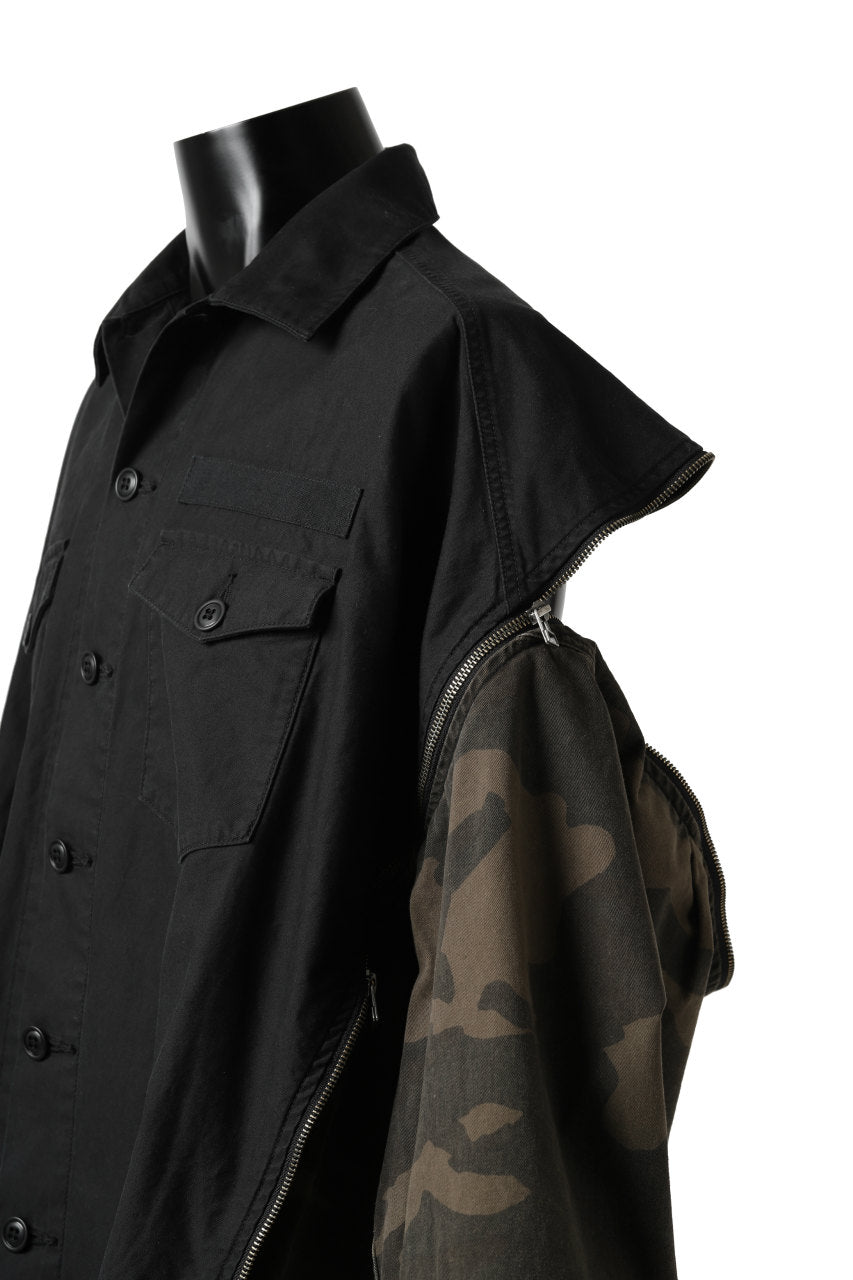 画像をギャラリービューアに読み込む, FACETASM ZIPPER ARMY SHIRT JACKET (BLACK x CAMO)