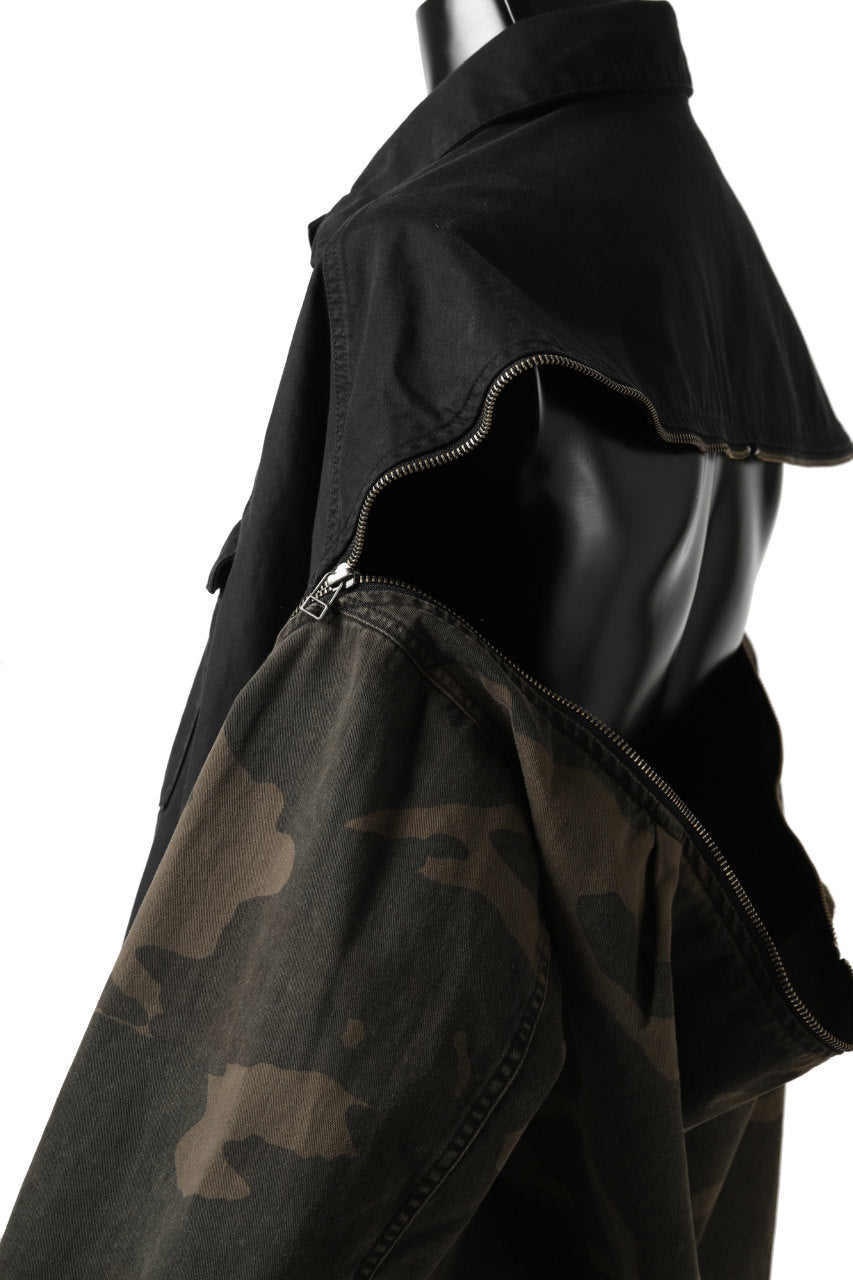 画像をギャラリービューアに読み込む, FACETASM ZIPPER ARMY SHIRT JACKET (BLACK x CAMO)