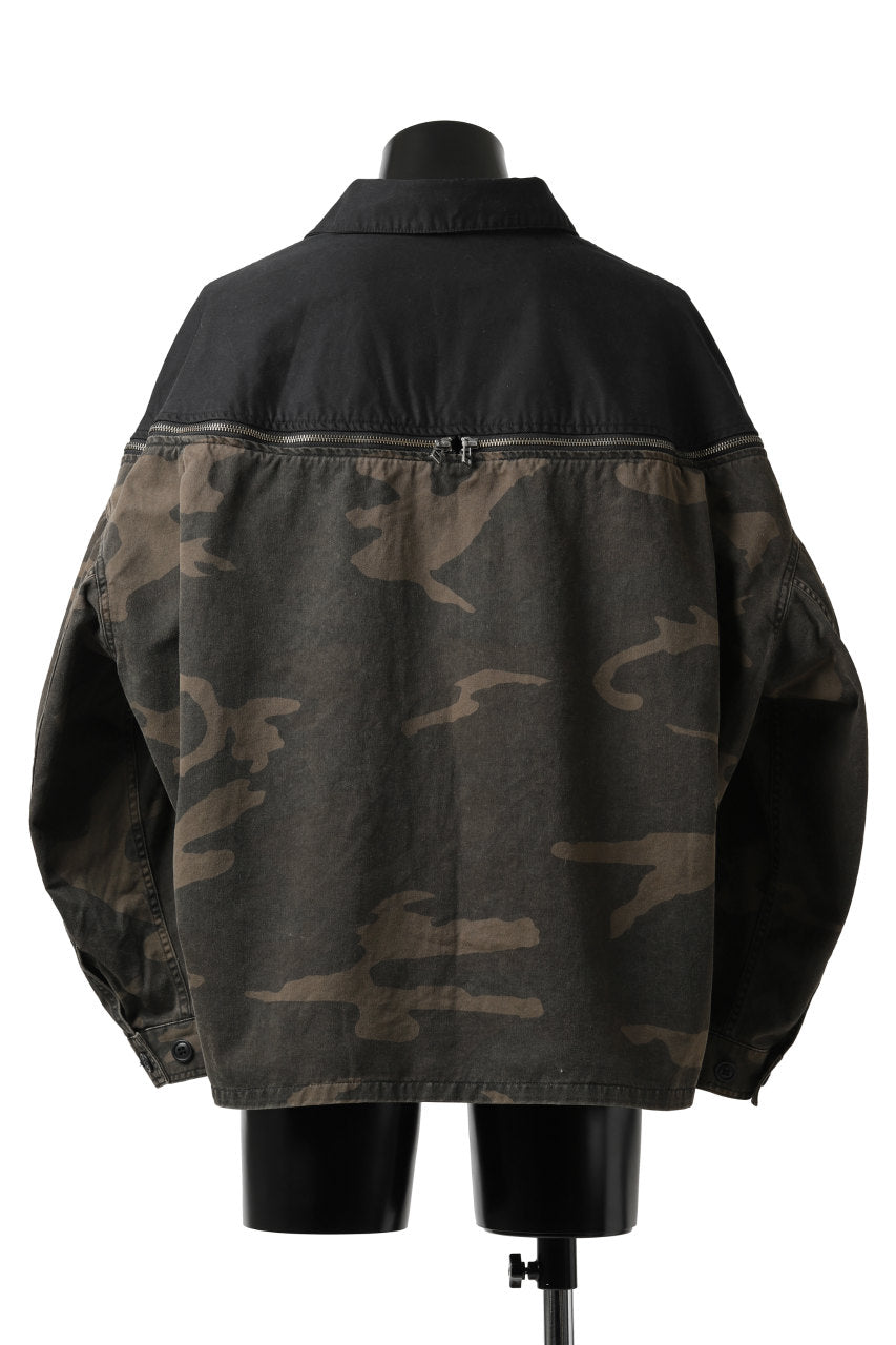 画像をギャラリービューアに読み込む, FACETASM ZIPPER ARMY SHIRT JACKET (BLACK x CAMO)