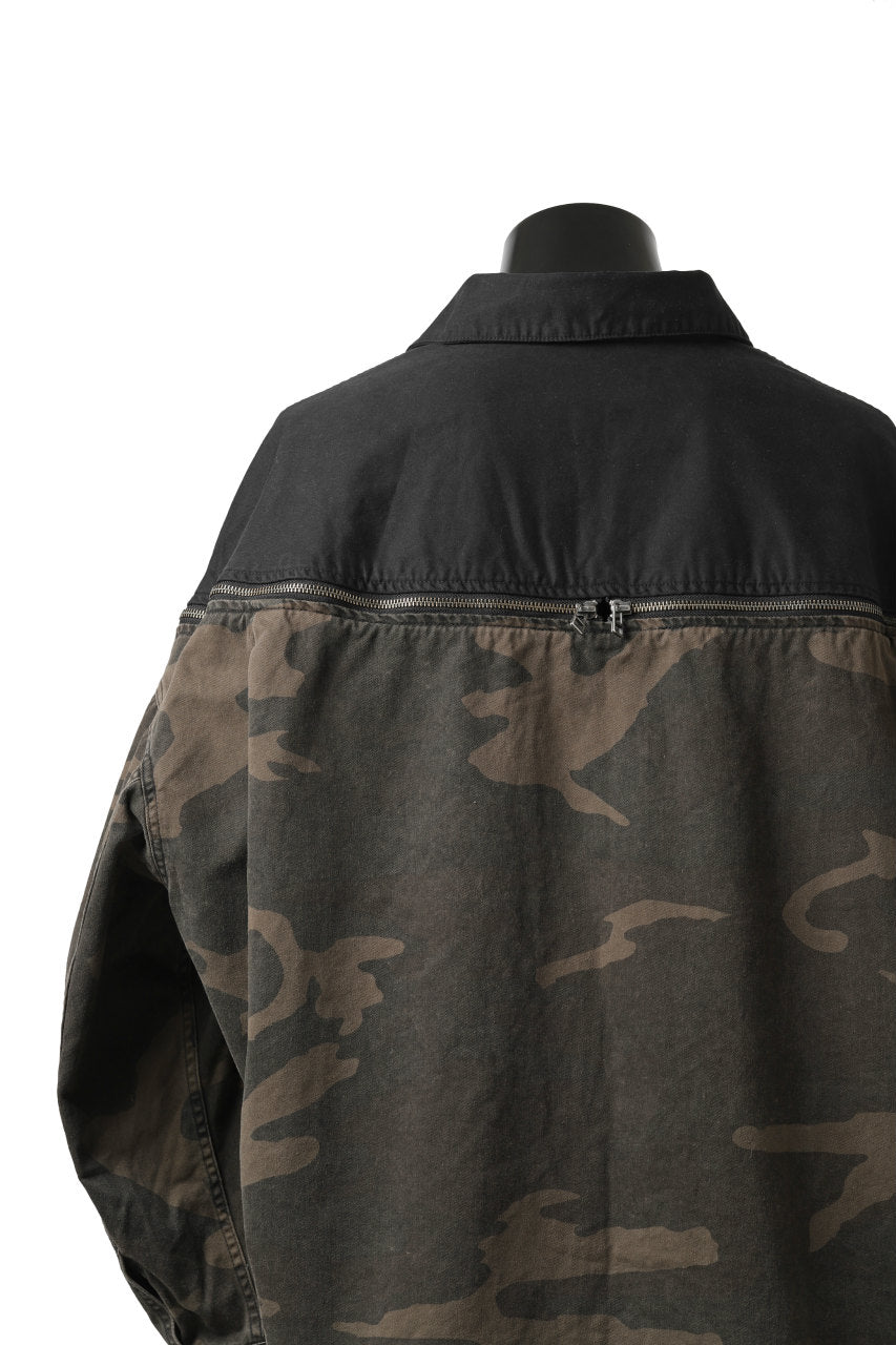 画像をギャラリービューアに読み込む, FACETASM ZIPPER ARMY SHIRT JACKET (BLACK x CAMO)
