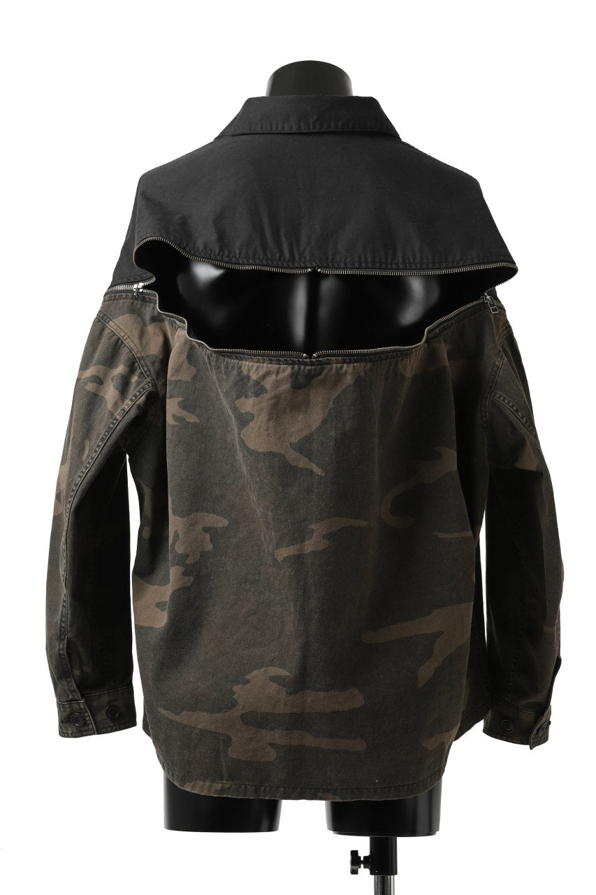 画像をギャラリービューアに読み込む, FACETASM ZIPPER ARMY SHIRT JACKET (BLACK x CAMO)