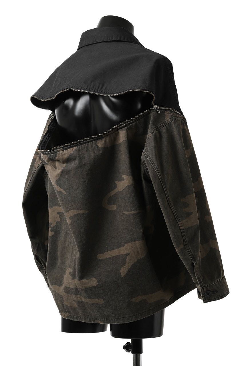 画像をギャラリービューアに読み込む, FACETASM ZIPPER ARMY SHIRT JACKET (BLACK x CAMO)
