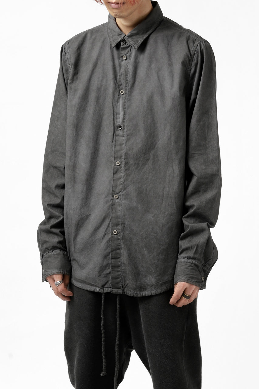 画像をギャラリービューアに読み込む, daub PLAIN COLLAR SHIRT / COLD DYED ORGANIC COTTON (DARK GREY)