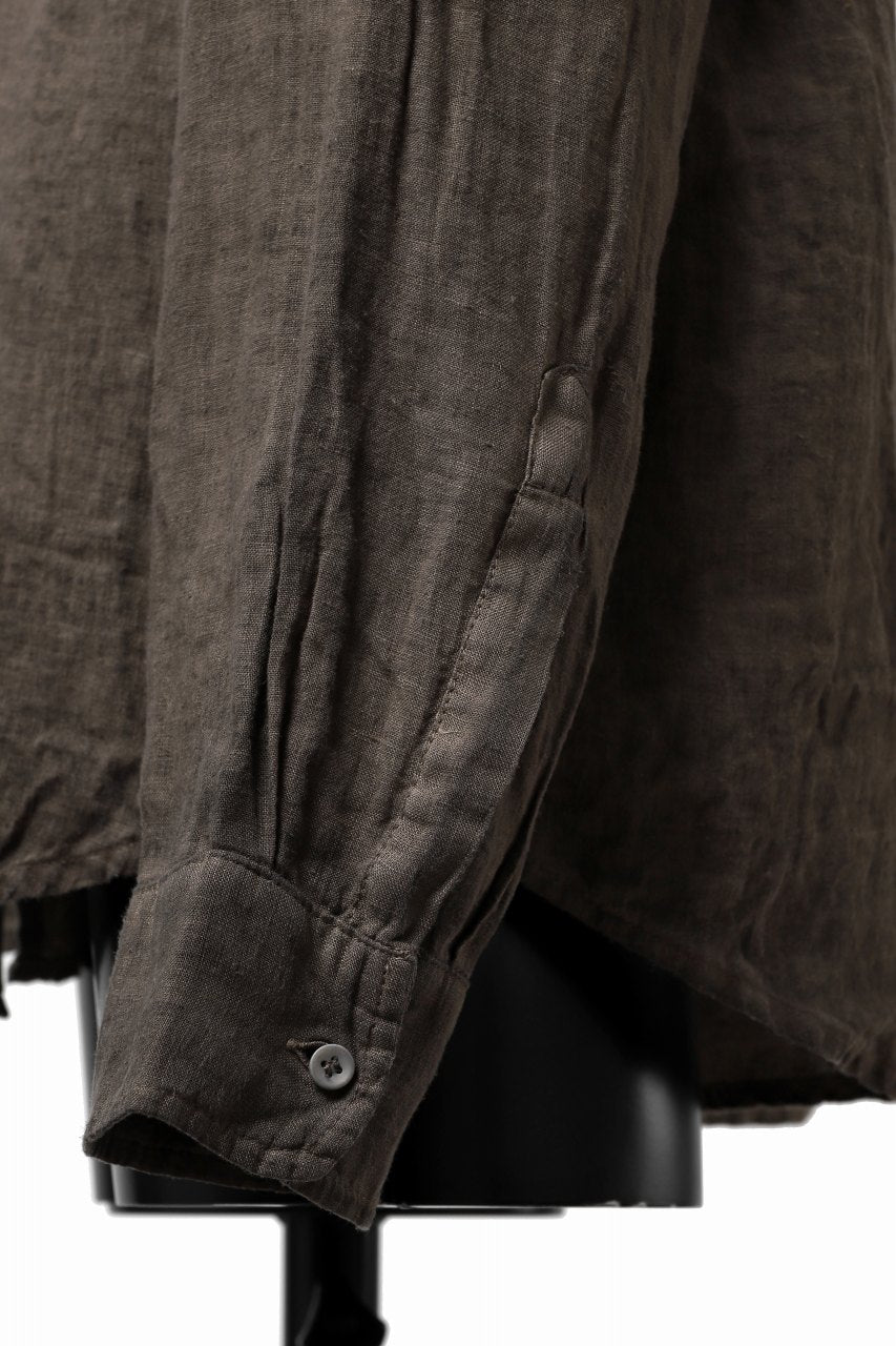 Load image into Gallery viewer, daub DYEING PLAIN SHIRT / ORGANIC LINEN (BROWN)