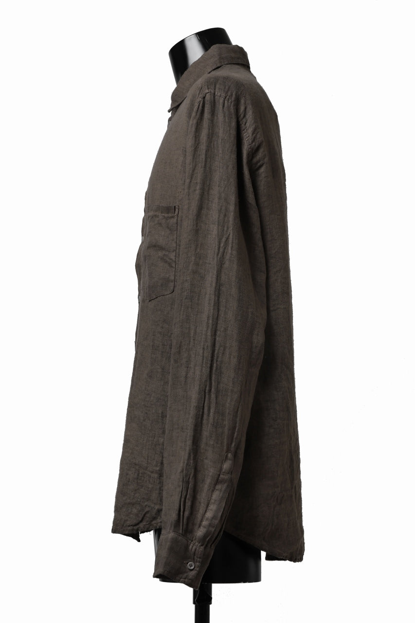 Load image into Gallery viewer, daub DYEING PLAIN SHIRT / ORGANIC LINEN (BROWN)