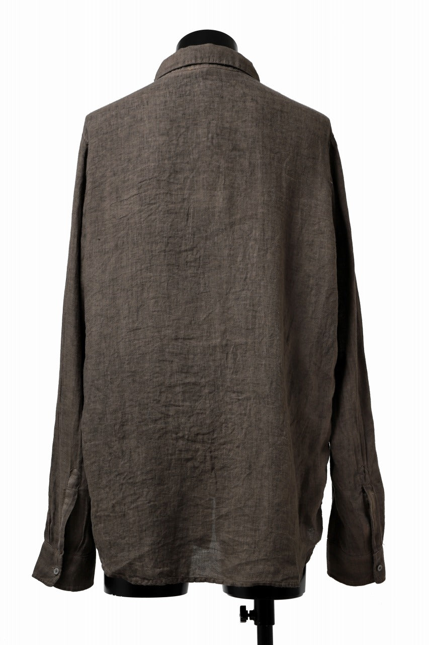 画像をギャラリービューアに読み込む, daub DYEING PLAIN SHIRT / ORGANIC LINEN (BROWN)