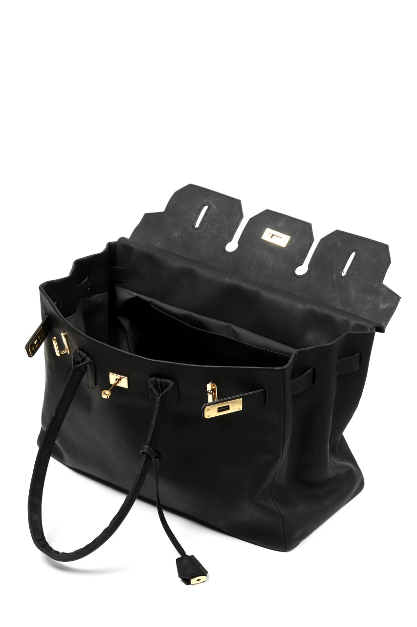 Load image into Gallery viewer, DEFORMATER.® TRAVEL BAG / SMOOTH COWHIDE (BLACK / GOLD PARTS)