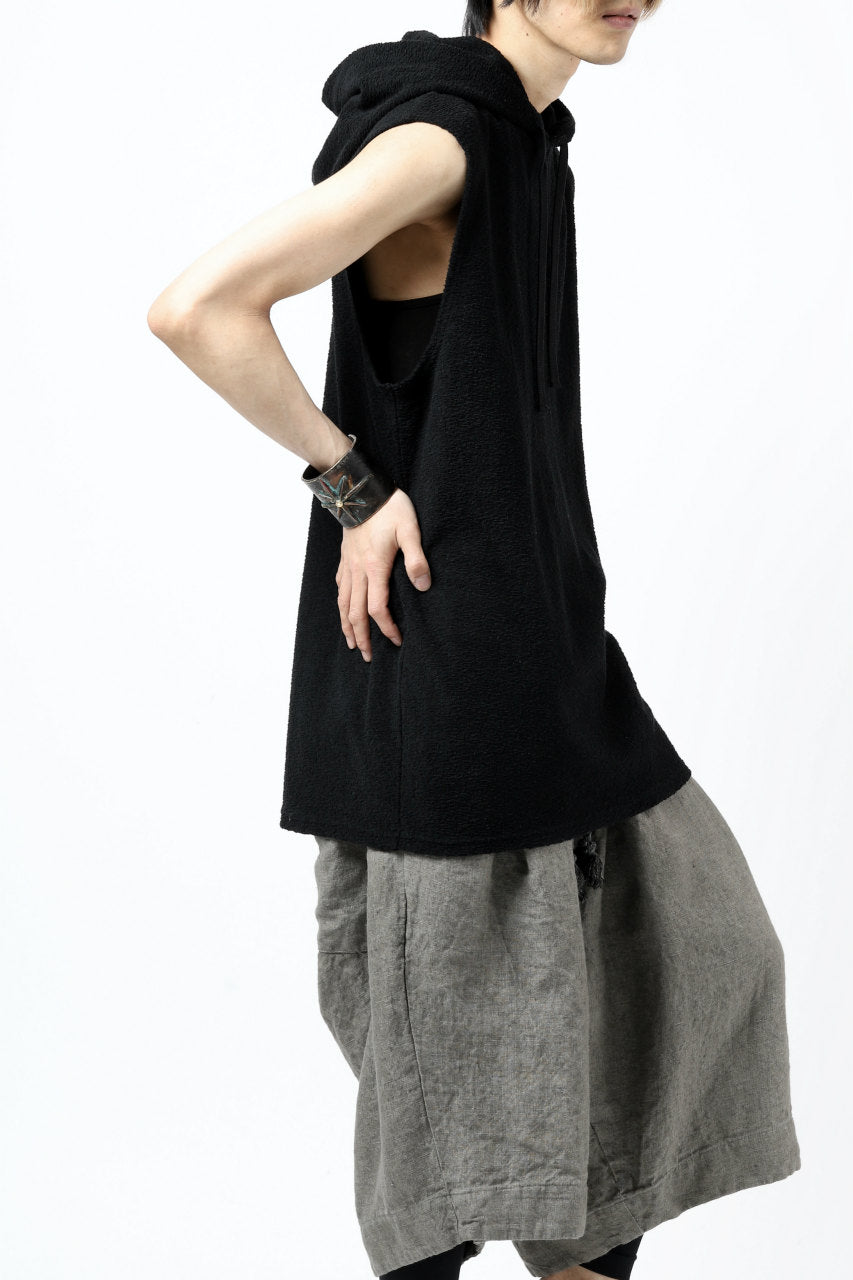 画像をギャラリービューアに読み込む, ISAMU KATAYAMA BACKLASH SLEEVELESS HOODIE CUT & SEWN / RANDOM PILE FABRIC (BLACK)