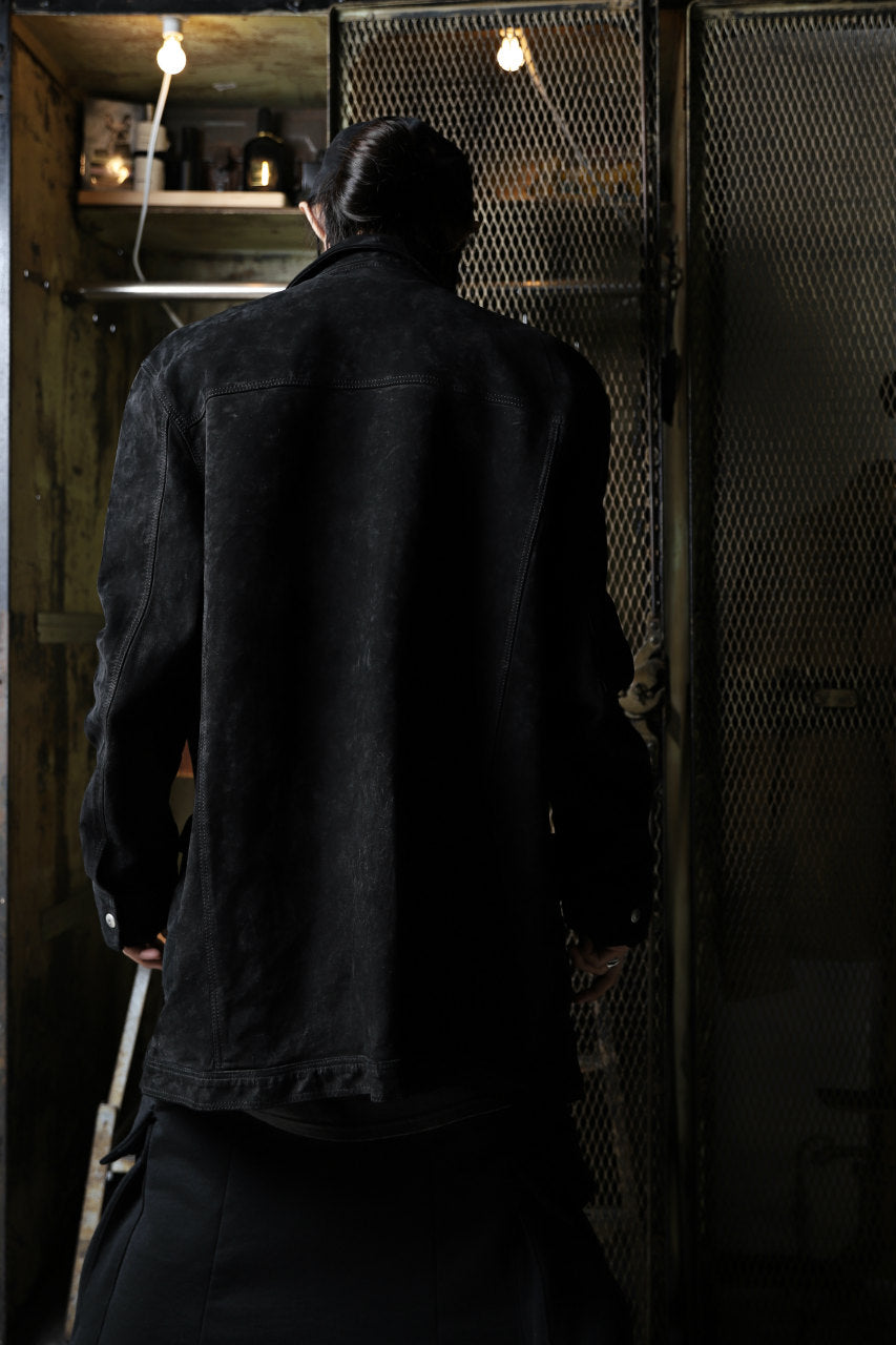 Load image into Gallery viewer, ISAMU KATAYAMA BACKLASH SUEDE COVER ALL BLOUSON / JAPAN CALF (WHITE TANNED / BLACK)
